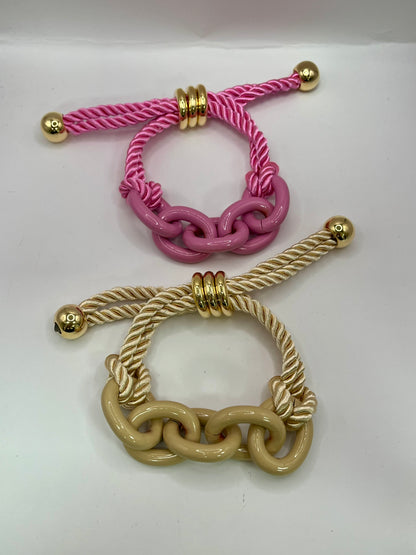 Pink Colored Coated Link Bracelet