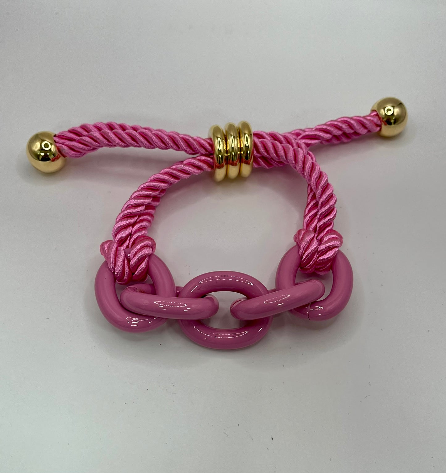Pink Colored Coated Link Bracelet