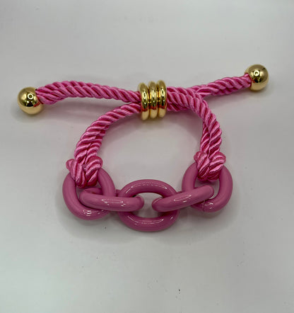 Pink Colored Coated Link Bracelet