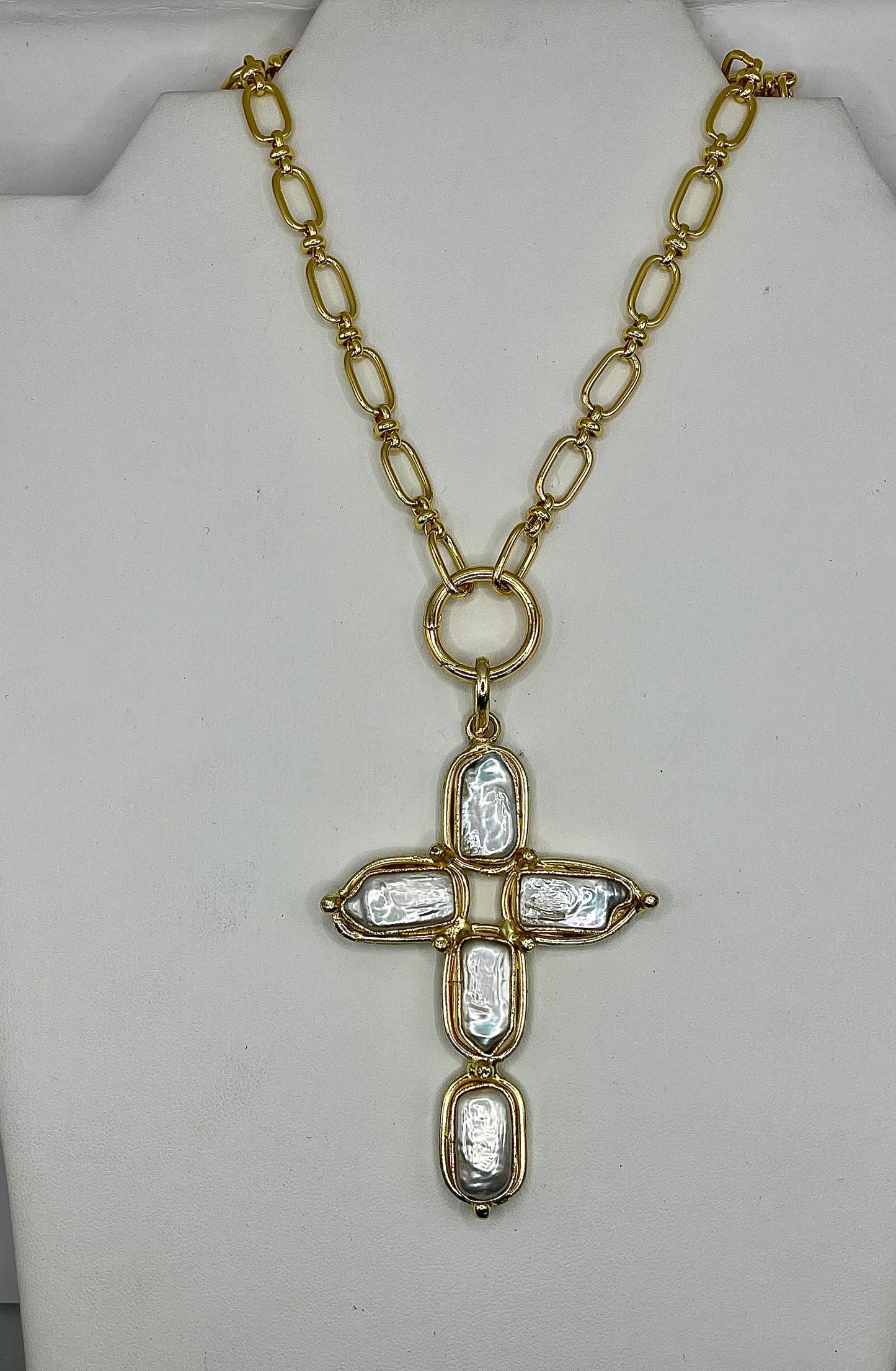 Willow Pearl Cross Pendant Necklace