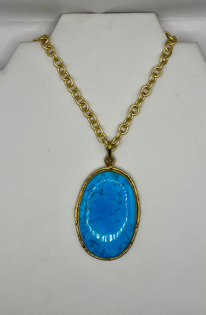 Lux Gold Turquoise Pendent Necklace