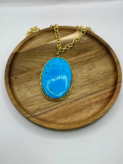 Lux Gold Turquoise Pendent Necklace
