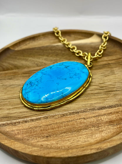 Lux Gold Turquoise Pendent Necklace