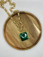 Riley Green Malachite Square Pendant Necklace