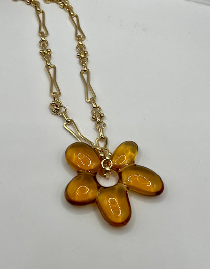 Acrylic Flower Necklace- 2 Colors