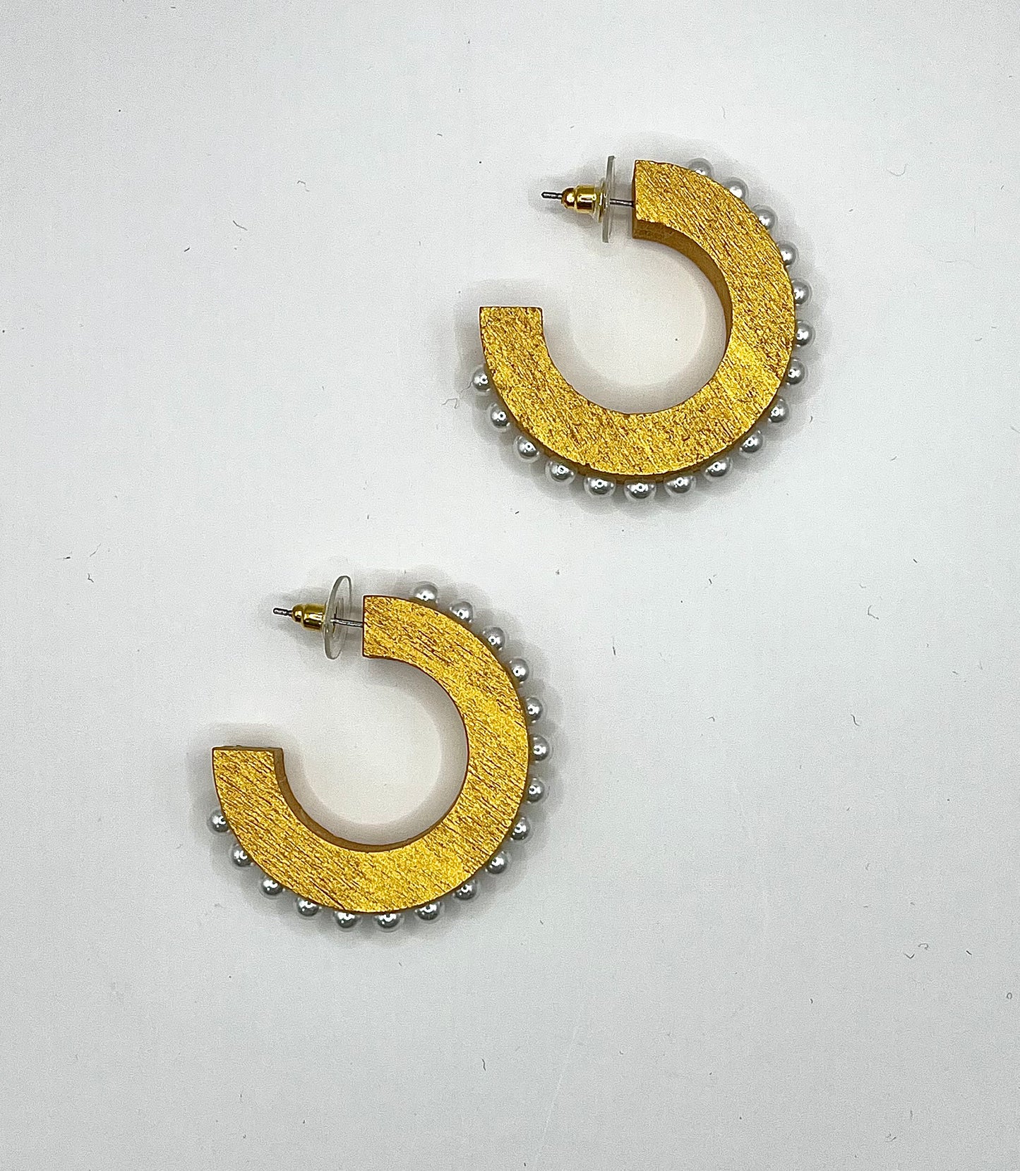 Pearl Studded Wood Hoops