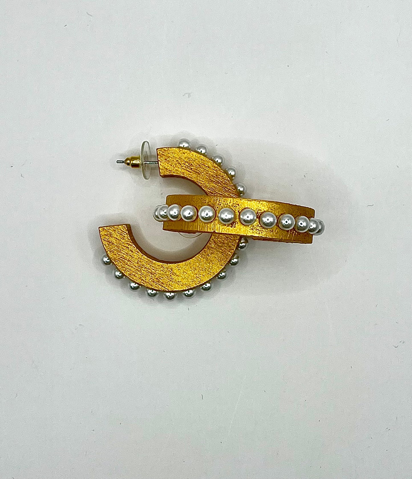 Pearl Studded Wood Hoops