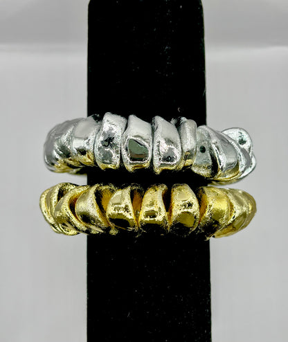 Textured Geometric Stretchy Bracelet (Silver and Gold)