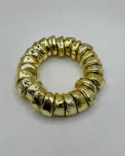 Textured Geometric Stretchy Bracelet (Silver and Gold)