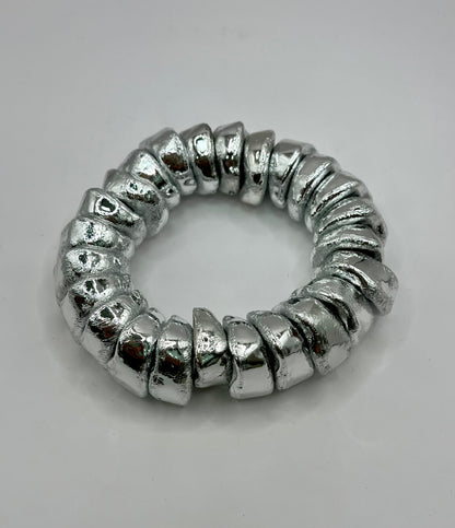 Textured Geometric Stretchy Bracelet (Silver and Gold)
