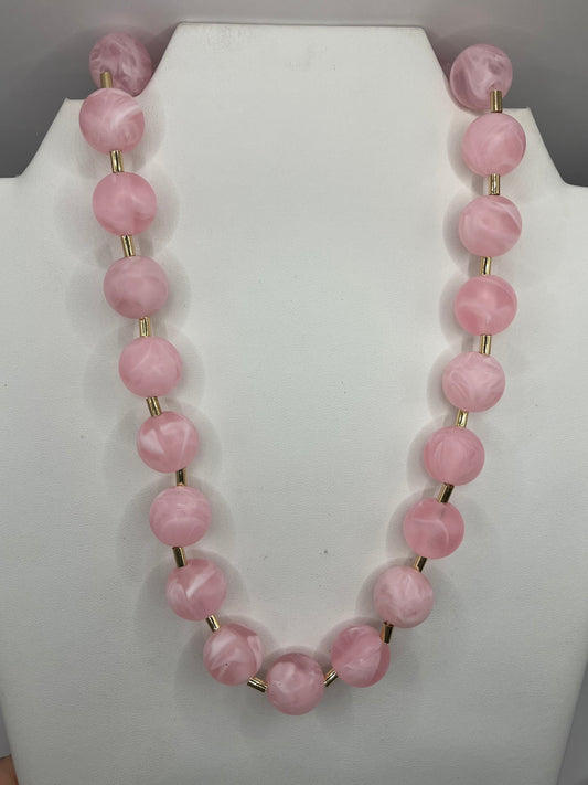 Pink Round Bead Necklace
