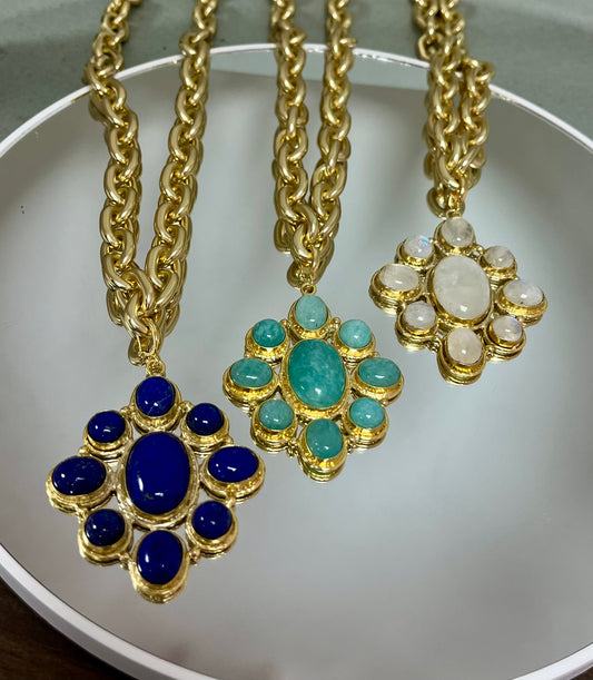 Halo Stone Necklace- 3 colors