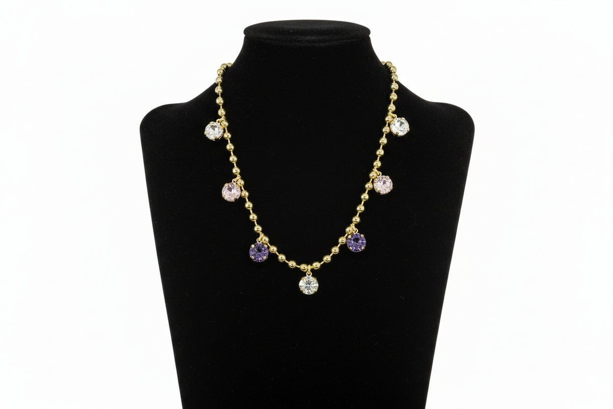 Lux Crystal Drop Down Necklace