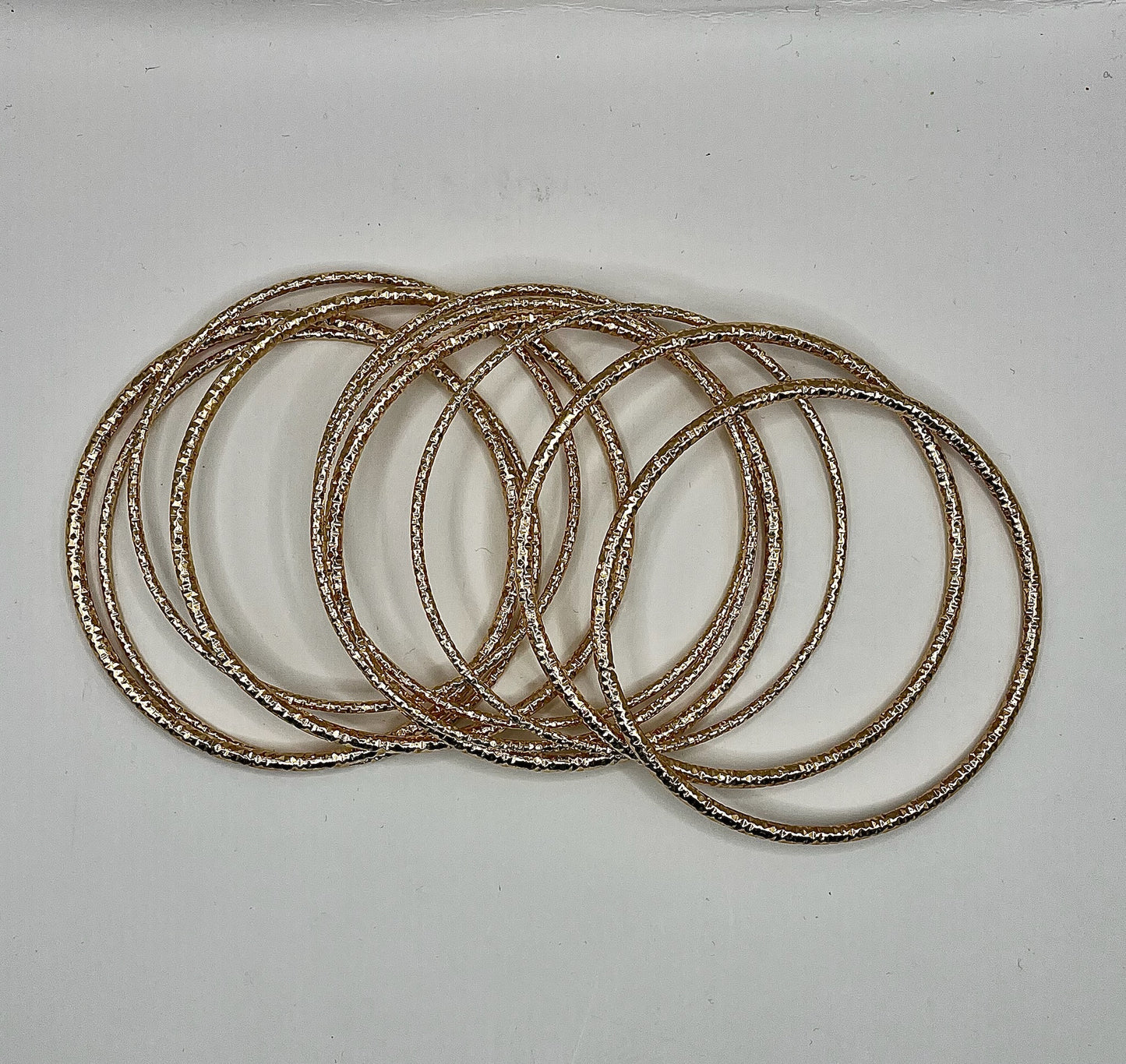 Set of 10 Textured Bangle Set (silver and gold)