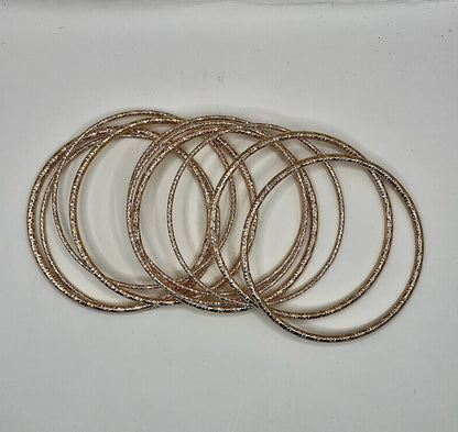 Set of 10 Textured Bangle Set (silver and gold)