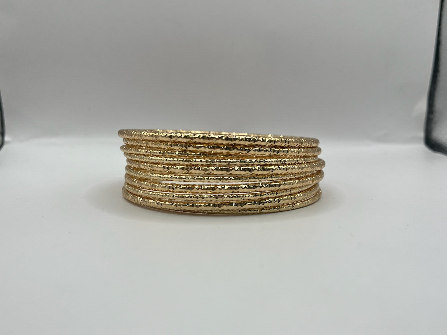 Set of 10 Textured Bangle Set (silver and gold)