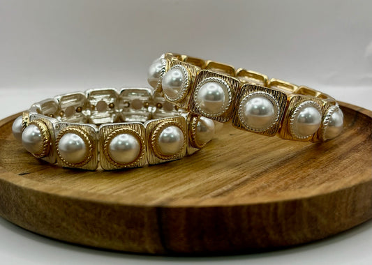 Square Pearl Stretchy Bracelet