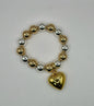 Mixed Metal Stretchy Heart Bracelet