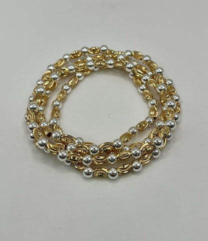 Set of 4 Textured Mixed Metal Bracelets
