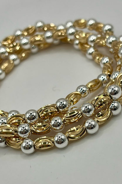 Set of 4 Textured Mixed Metal Bracelets