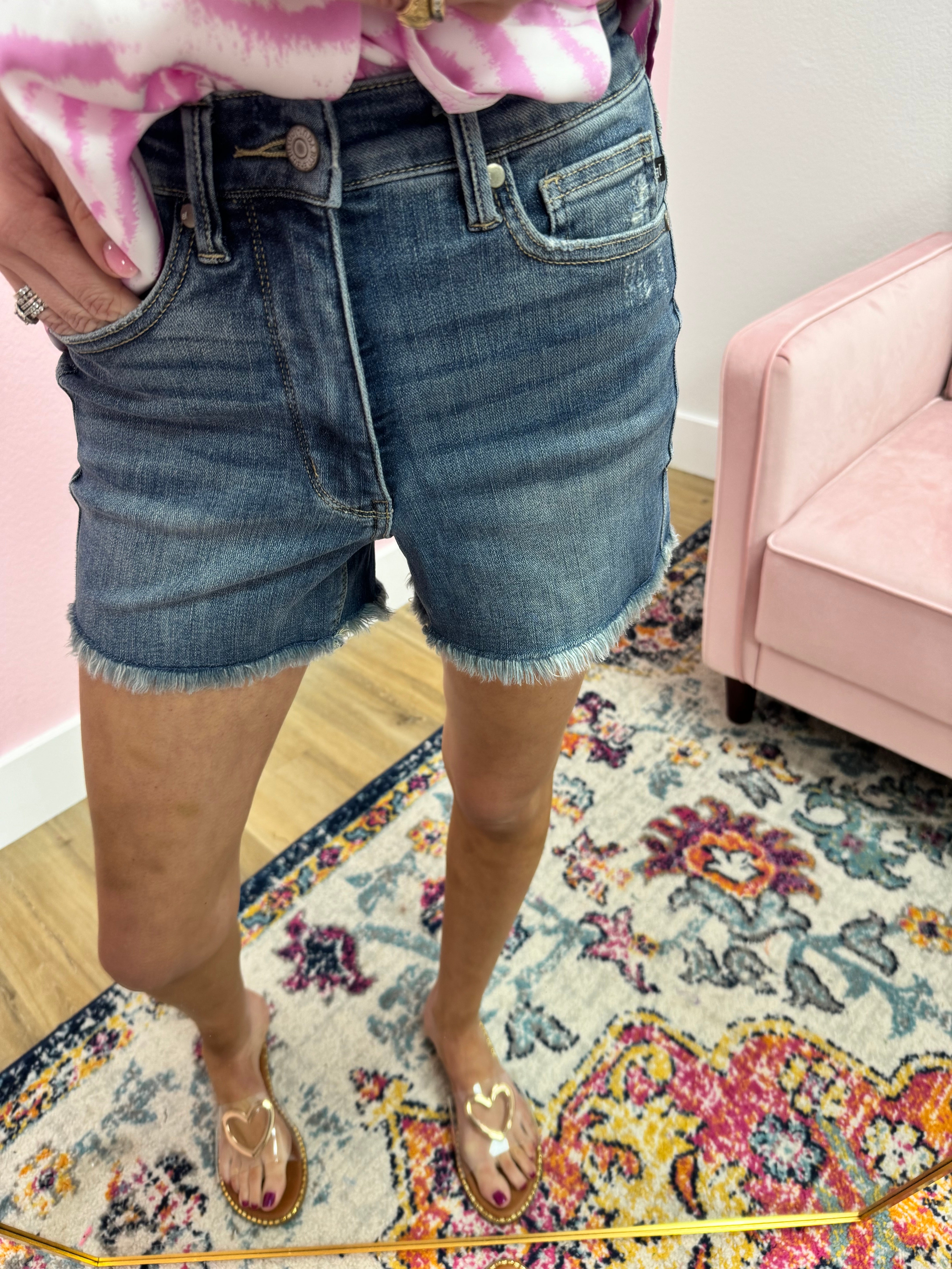 Judy Blue Tummy Control Frayed Hem Shorts