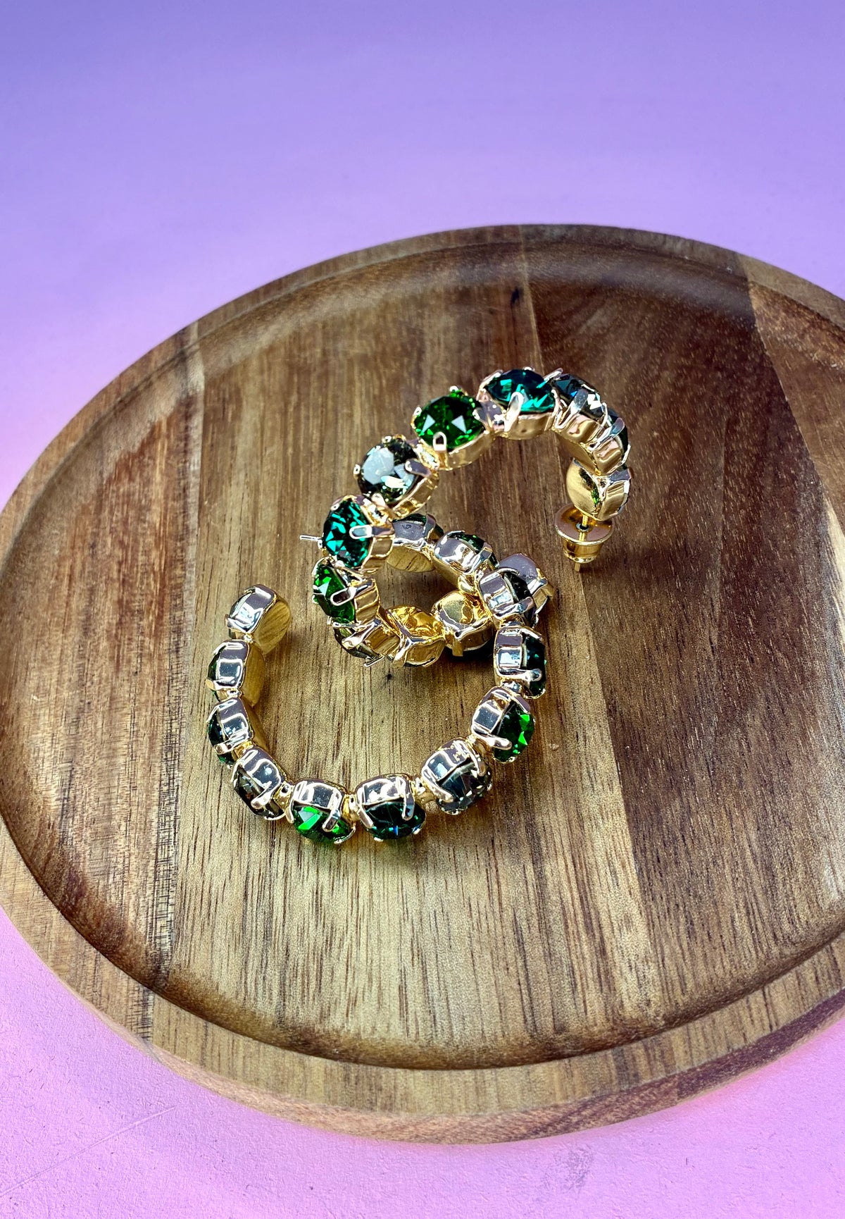Heather Welper Luxe Green Crystal Hoops
