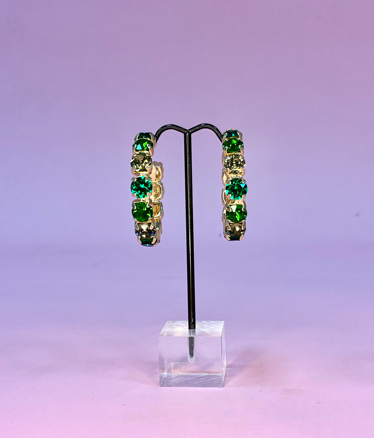 Heather Welper Luxe Green Crystal Hoops