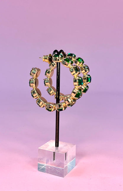 Heather Welper Luxe Green Crystal Hoops