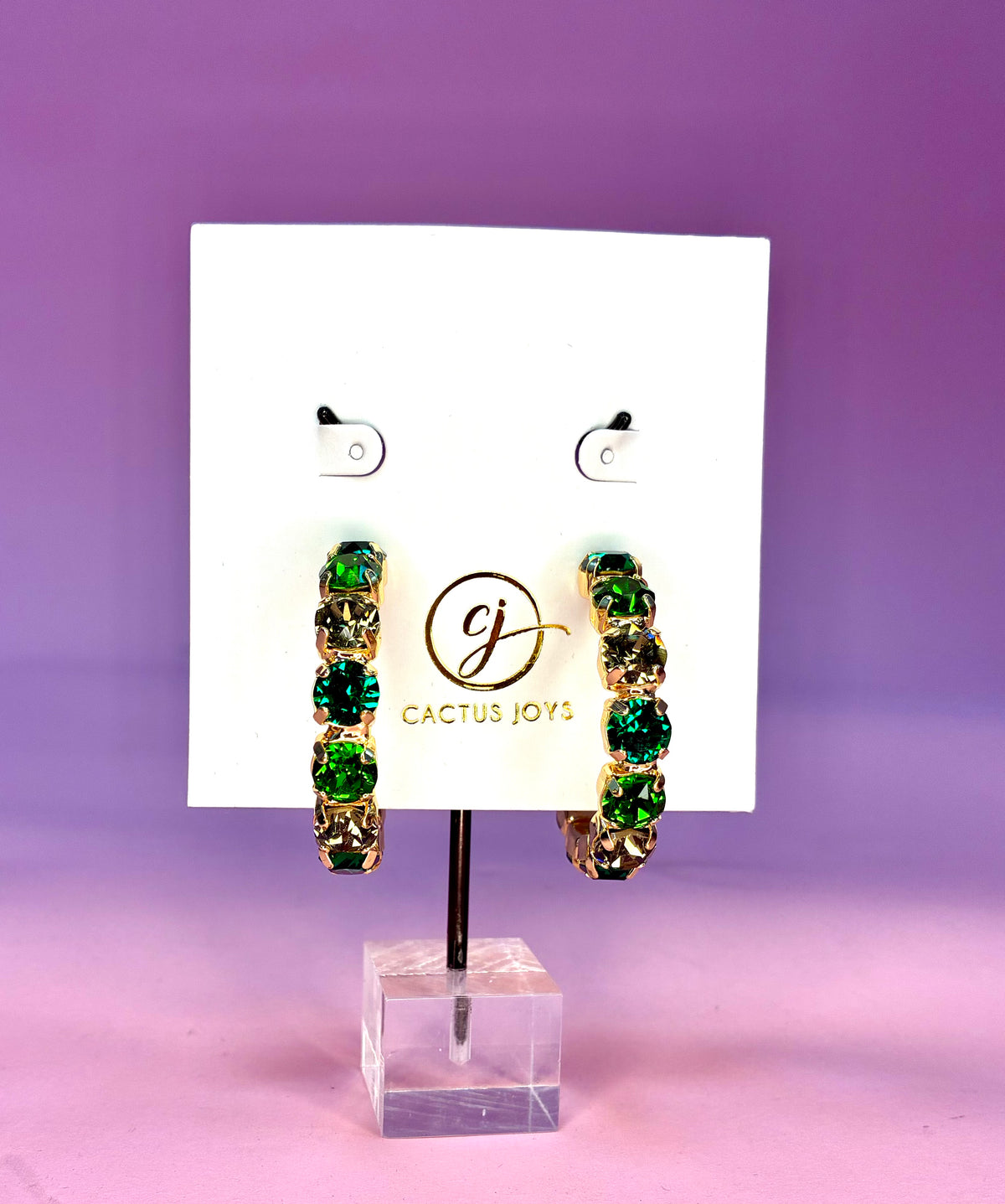 Heather Welper Luxe Green Crystal Hoops