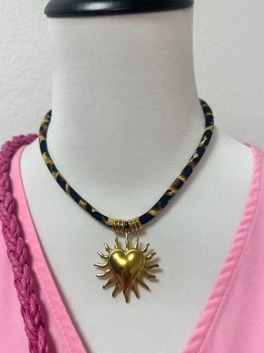 IP10 Leopard Rope Chain Heart Necklace