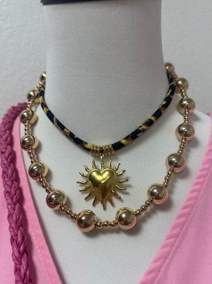 Water Resistant Style Large Bead and Small Bead Necklace (3 colors)