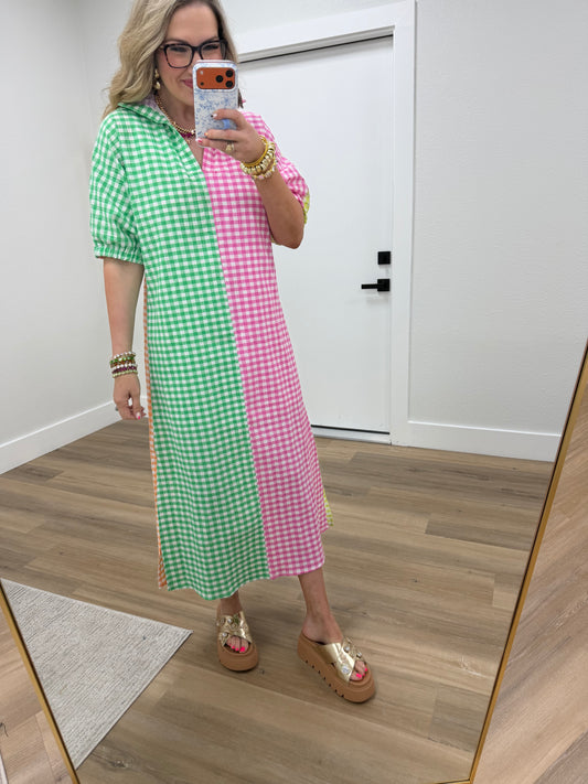 Blakely Multi Color Seer Gingham Dress