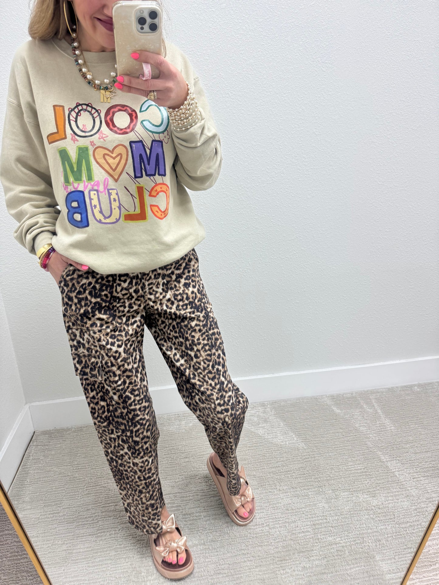 Leopard Cropped Cargo Jeans