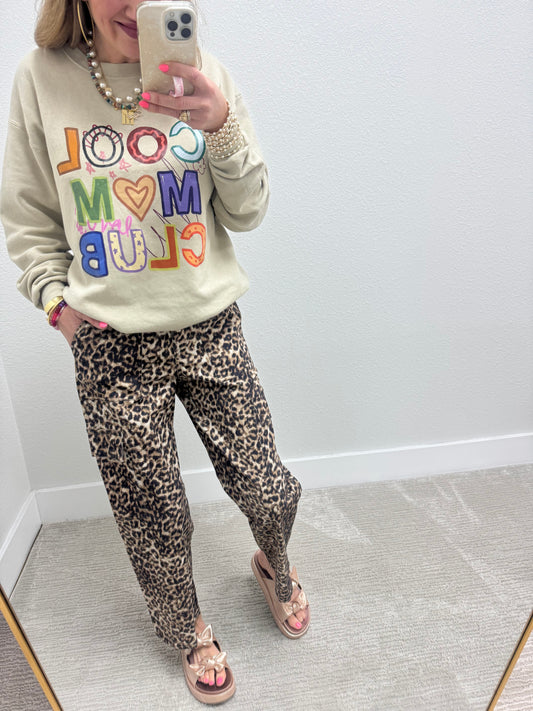 Leopard Cropped Cargo Jeans
