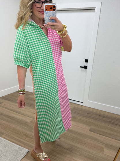 Blakely Multi Color Seer Gingham Dress