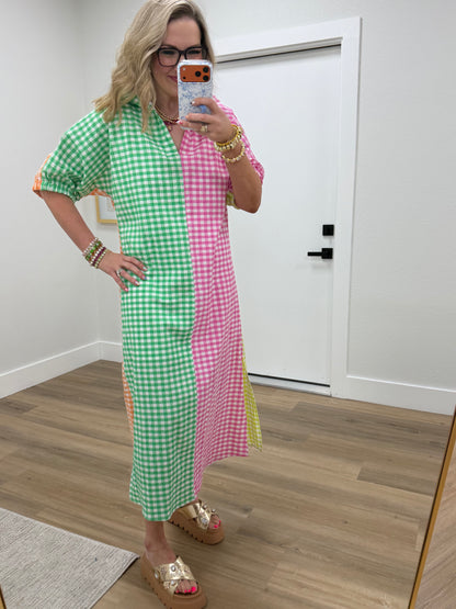 Blakely Multi Color Seer Gingham Dress