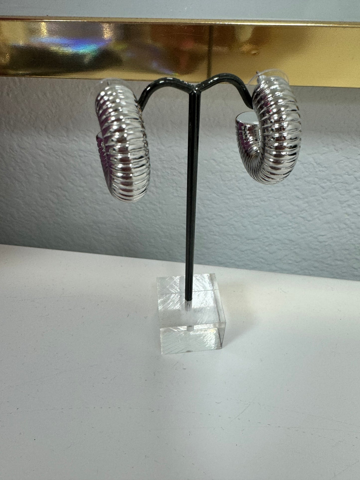 Cable Style Chunky Hoop (silver and gold!)