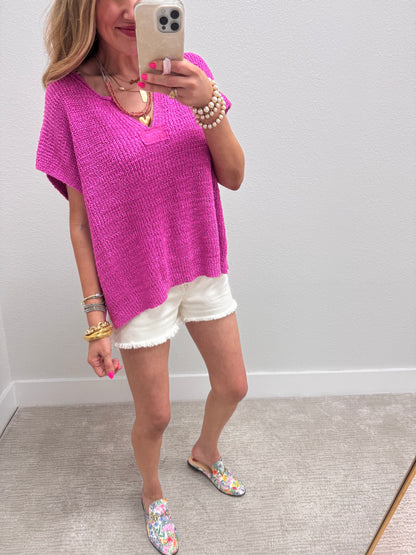 Mauve Knit Short Sleeve Top