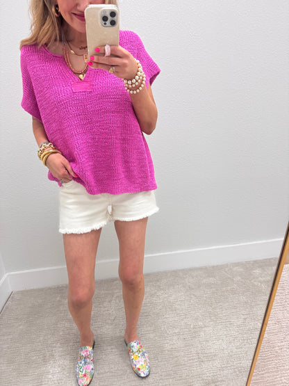Mauve Knit Short Sleeve Top