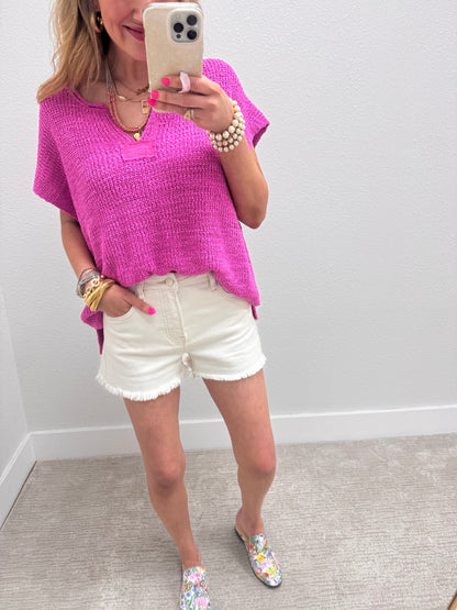 Mauve Knit Short Sleeve Top