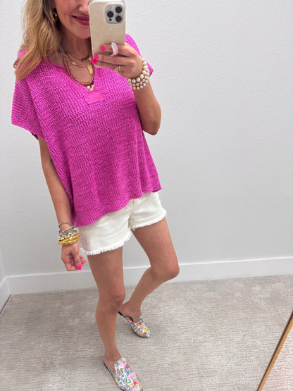 Mauve Knit Short Sleeve Top