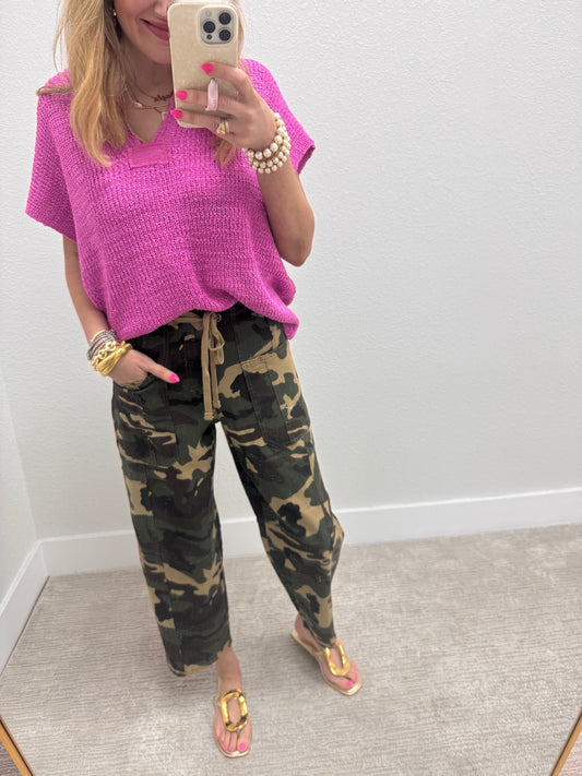 Mauve Knit Short Sleeve Top