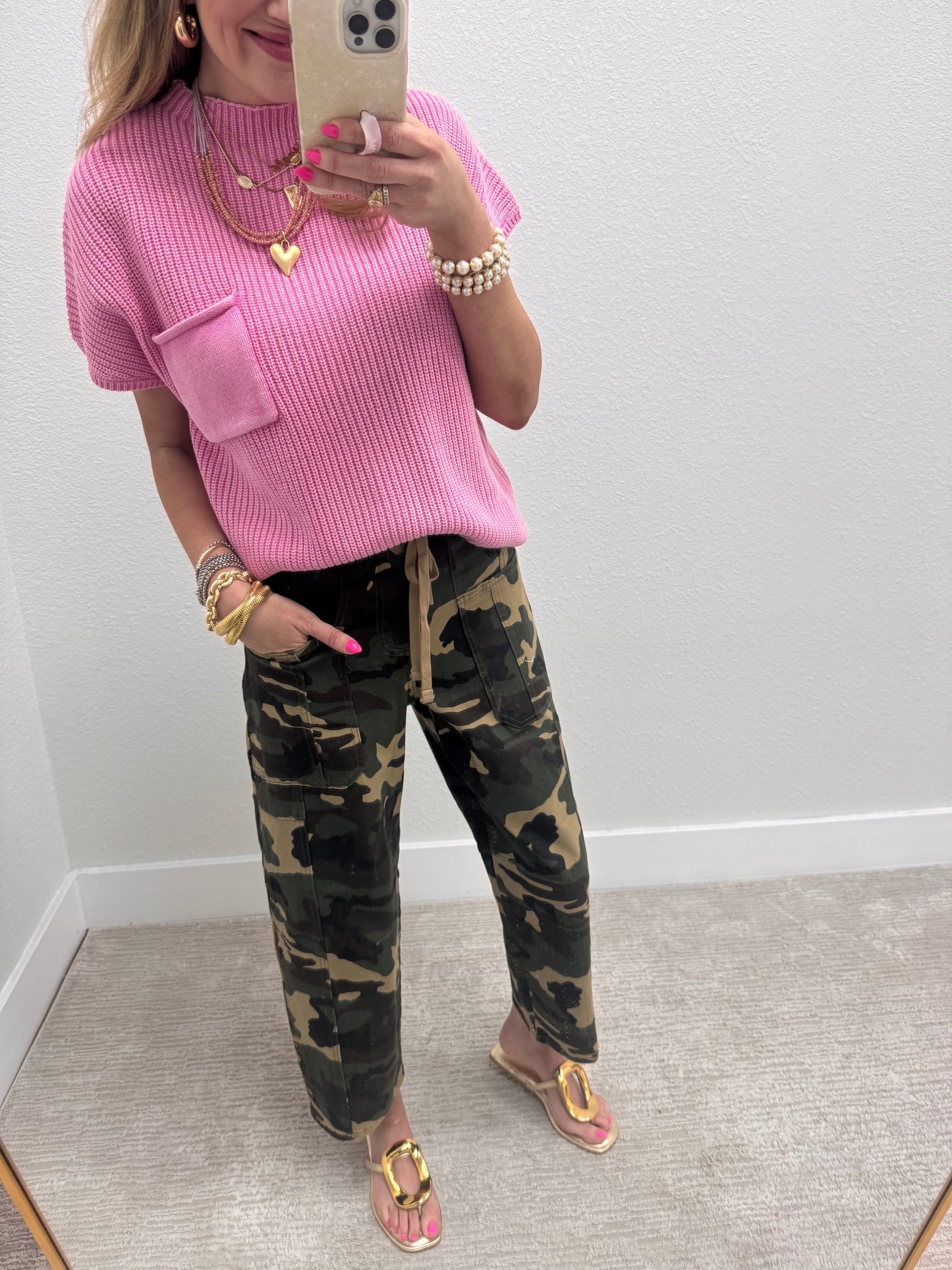 Risen Camo Drawstring Barrel Jeans