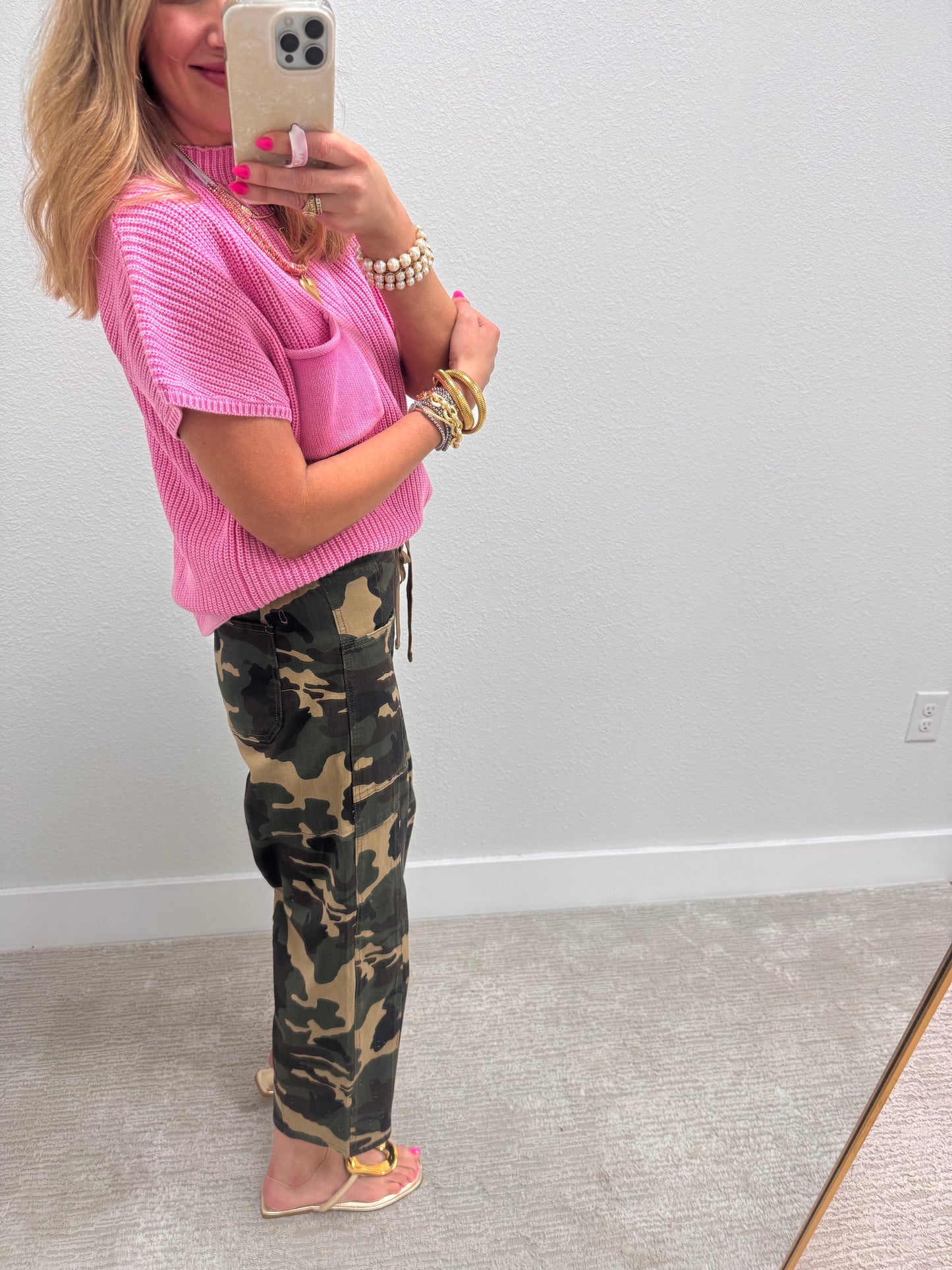 Risen Camo Drawstring Barrel Jeans