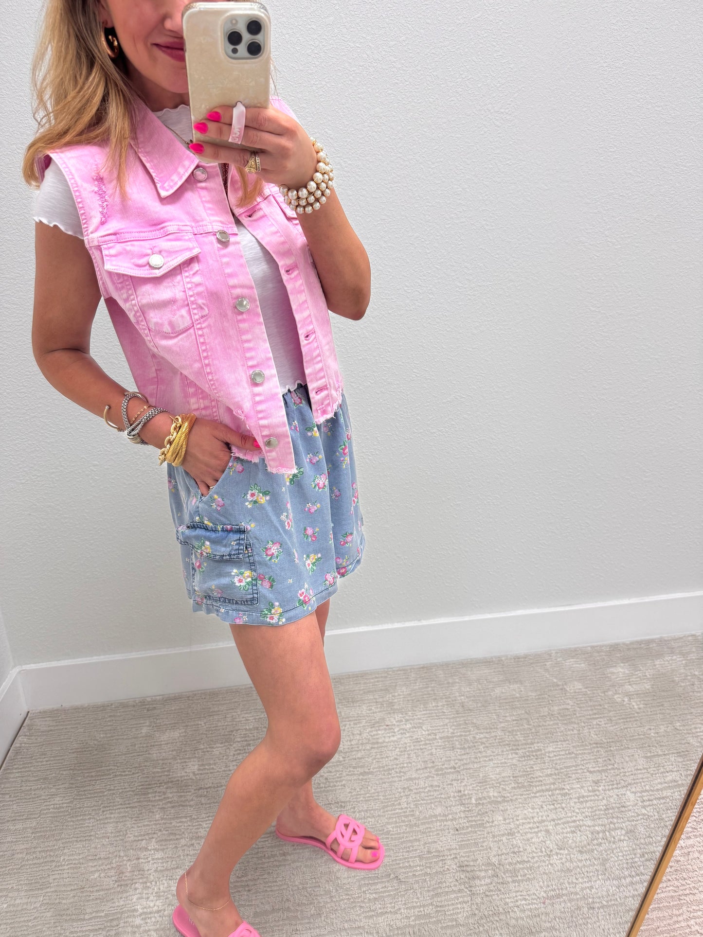 Floral Blue Pocket Shorts
