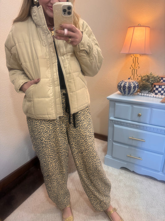 Tan Quilted Puffer Jacket