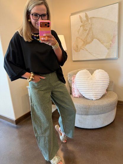 Black Wide Arm 3/4 Sleeve Top