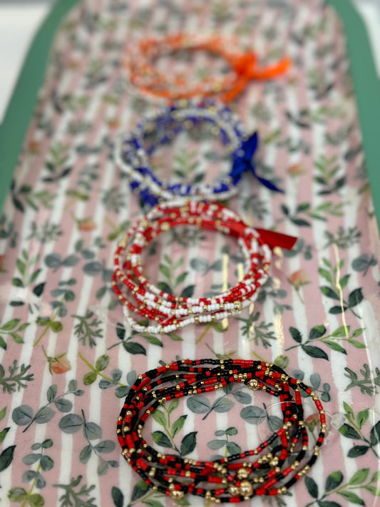 Set of 6 Colored Bead Bracelet Sets (6 colors!!)