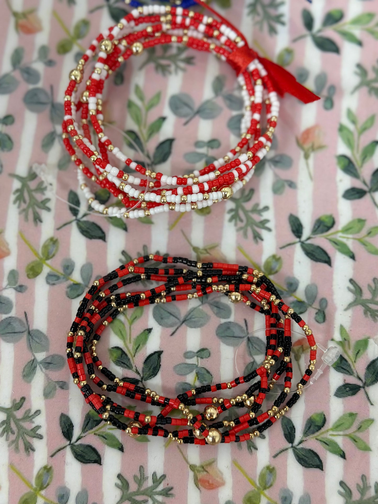 Set of 6 Colored Bead Bracelet Sets (6 colors!!)