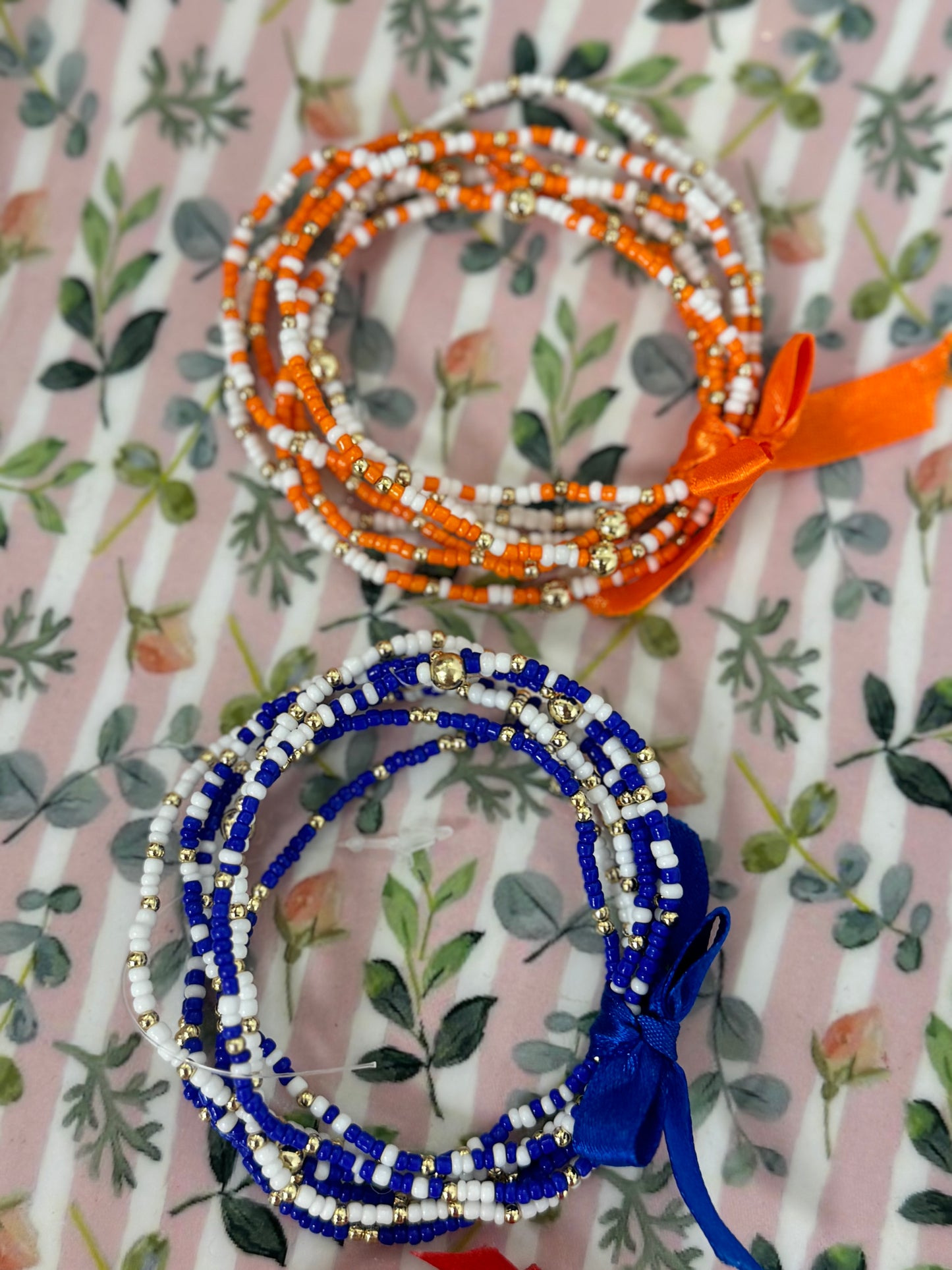Set of 6 Colored Bead Bracelet Sets (6 colors!!)